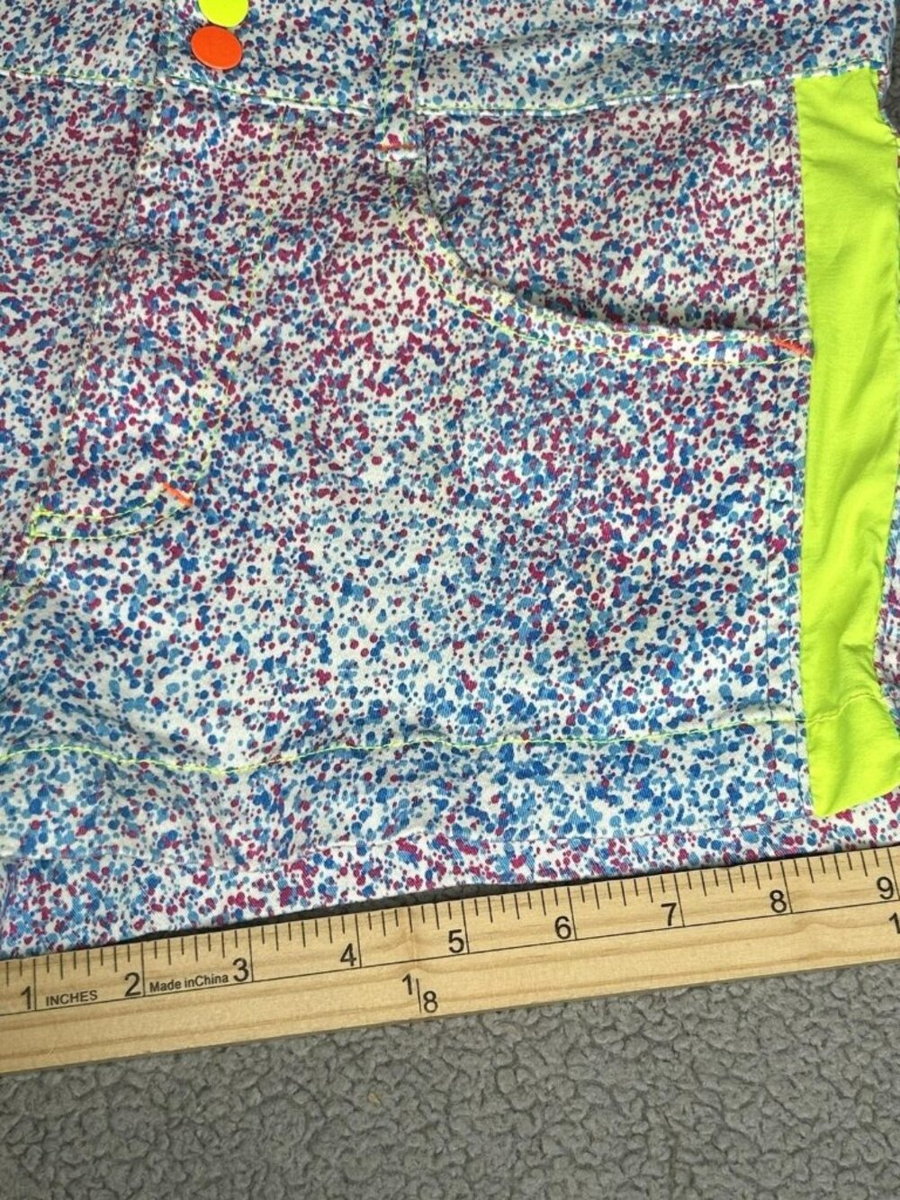 Andrew Christian Shorts Mens 32 Multicolor Neon Splatter Chino Stretch 2" Inseam - Picture 10 of 12